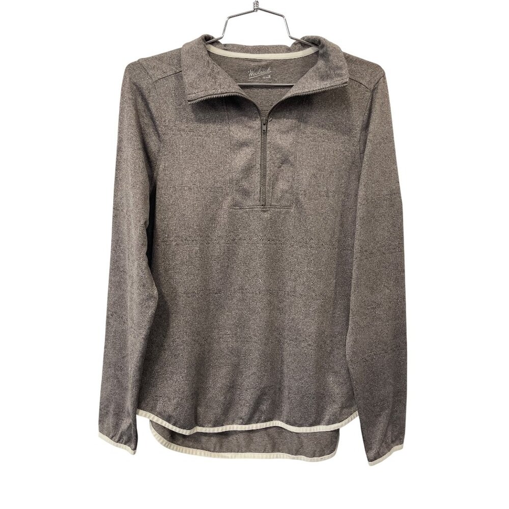 Woolrich Pullover Size Medium Quarter Zip Long Sleeve Gray White Outdoor Active